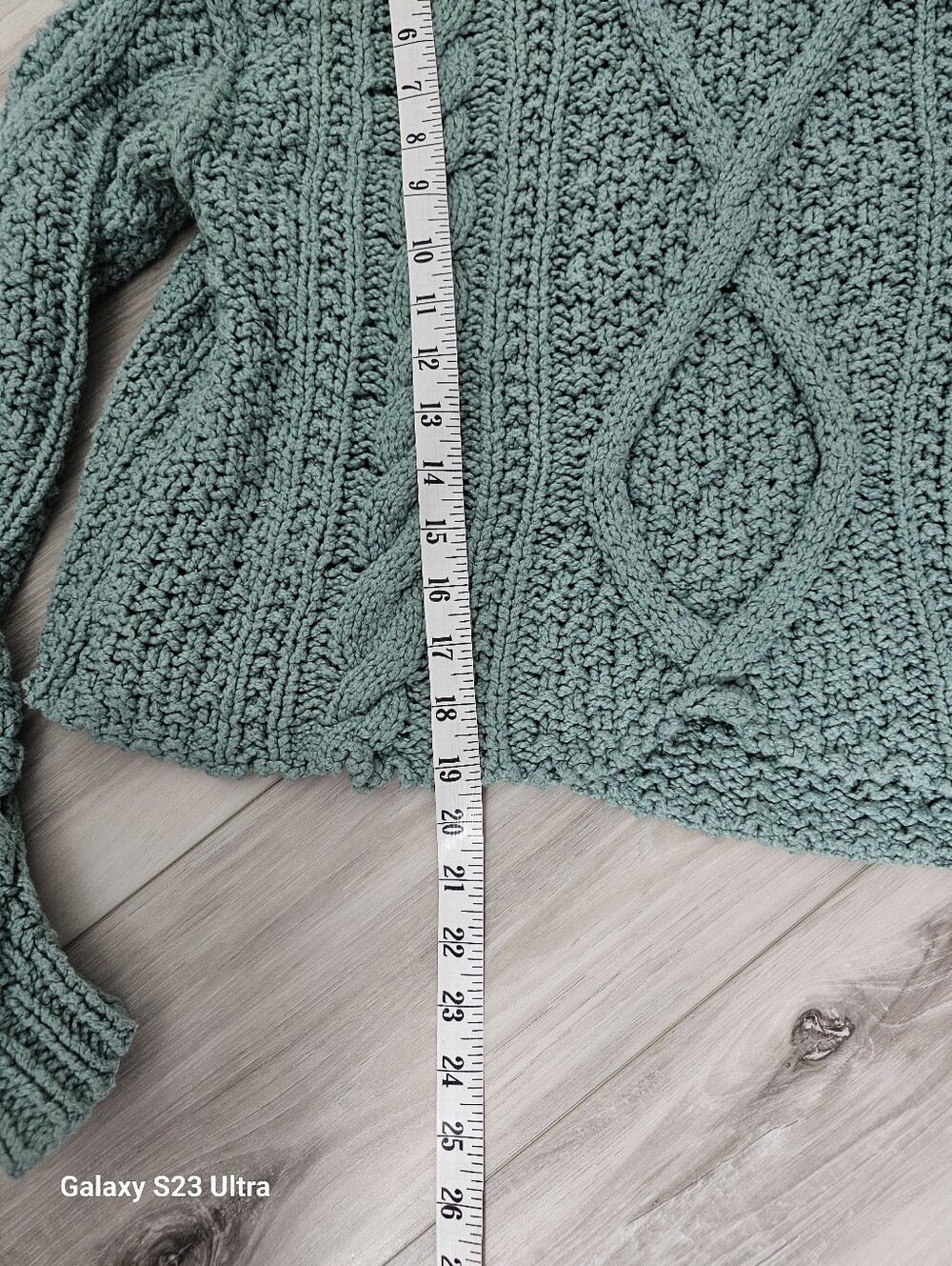 Free People Teal Cable Knit Cropped Sweater Sz S - Picture 6 of 8